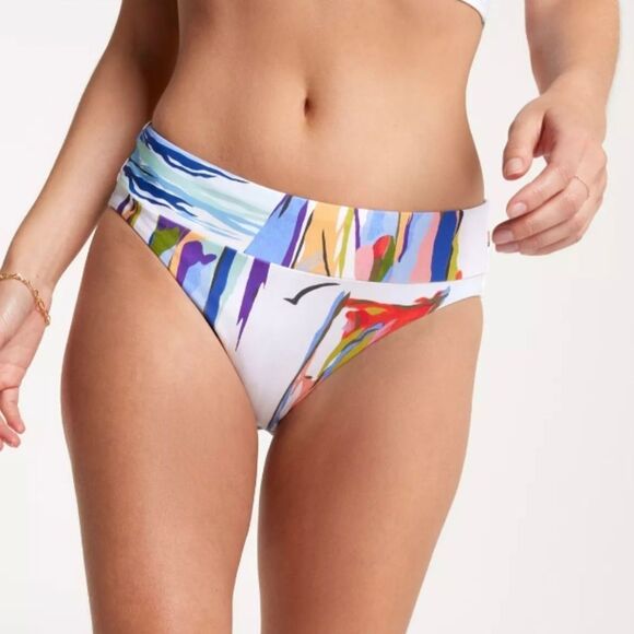 1168 NWT CALIA Women's Mid Rise Wide Banded High Leg Swim Bottoms - Picture 1 of 5